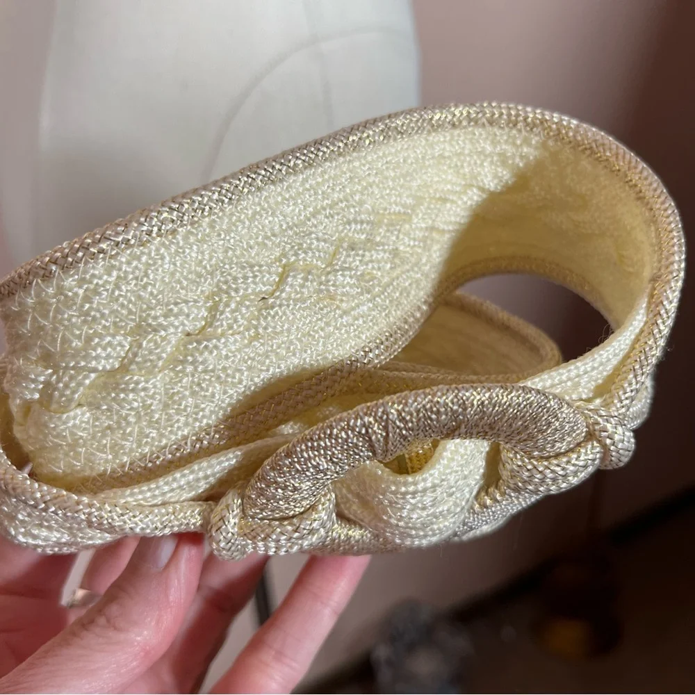 Vintage 1980's -90's Retro Boho Cream woven fabric southwestern wide belt